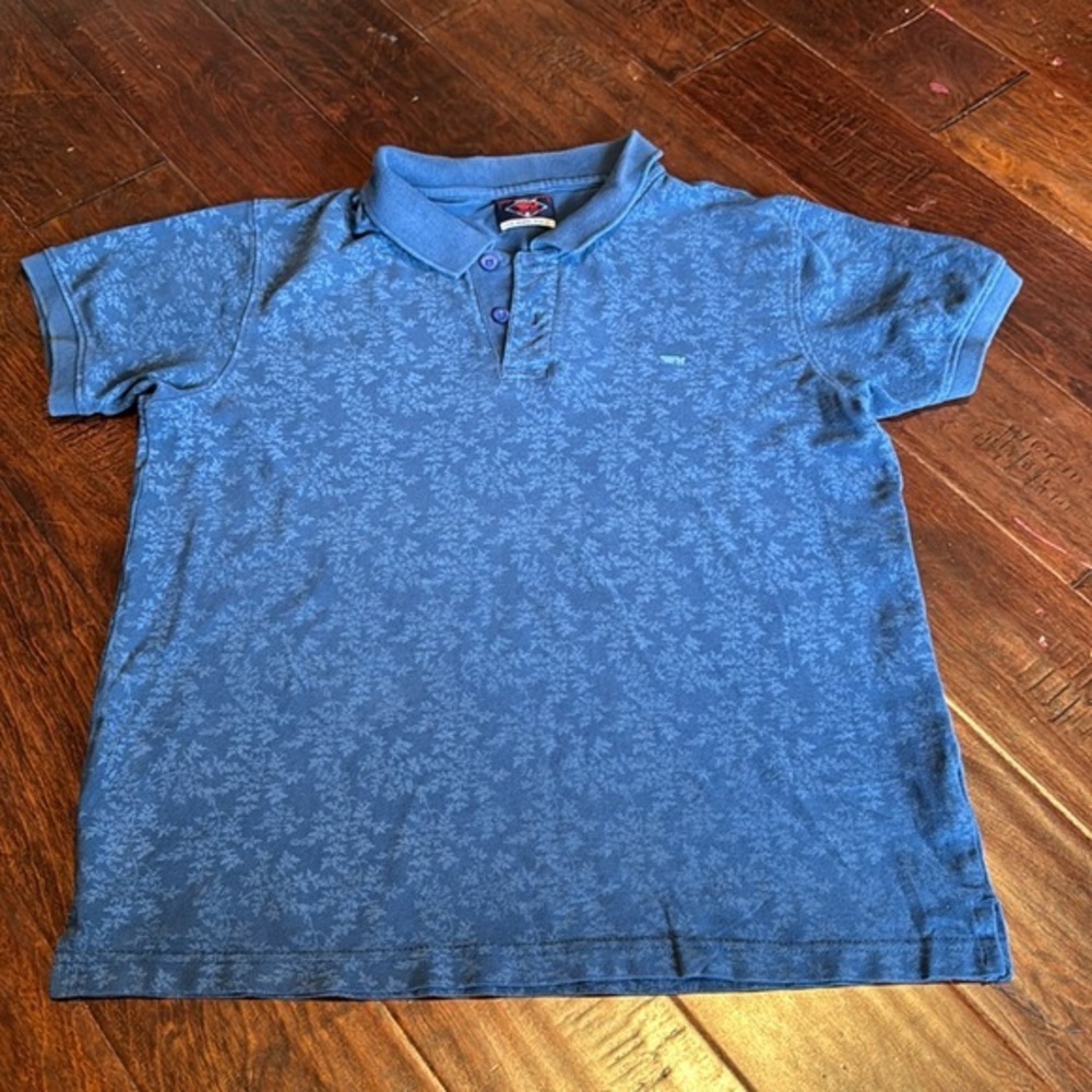 Flying Machine ‘The Original Denim Company’ polo blue floral color collar sz L